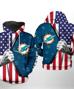 Nfl Miami Dolphins 3D Hoodie With Us Flag Design For Patriotic Fans
