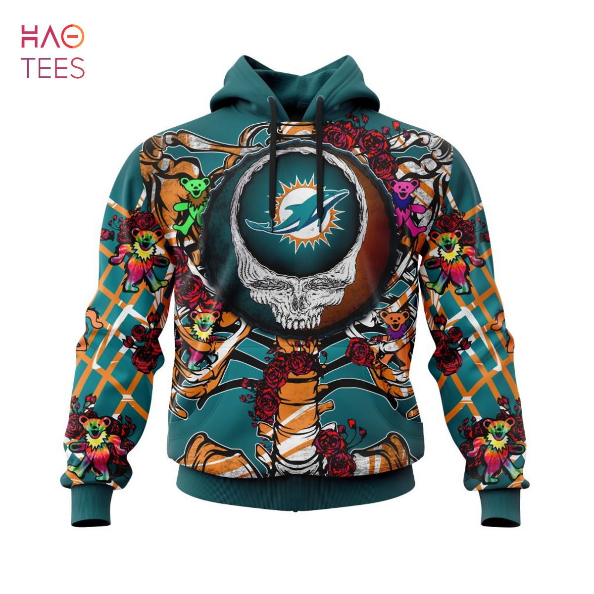 Nfl Miami Dolphins Grateful Dead Mix 3D Hoodie For Music Fans