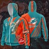 Nfl Miami Dolphins Zip-Up 3D Hoodie For Fans