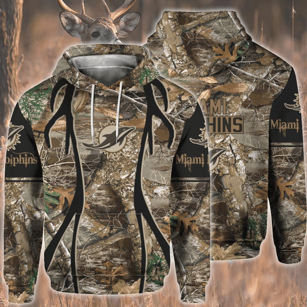 Nfl Miami Dolphins Zip-Up 3D Hunting Hoodie For Fanatical Fans