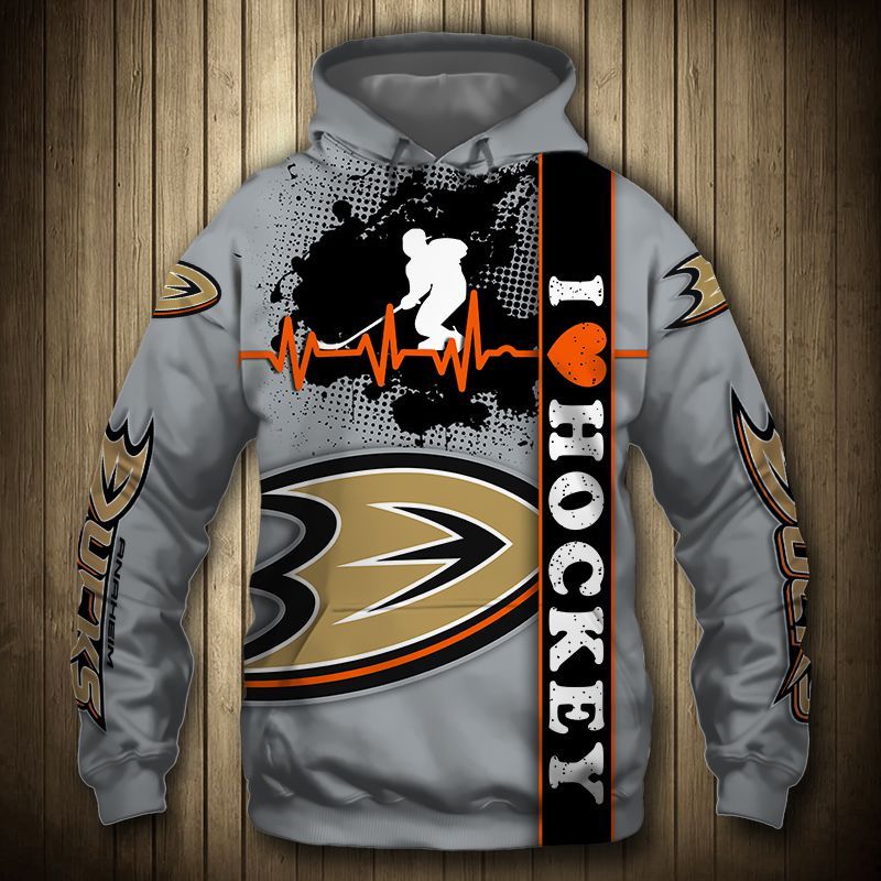 Nhl 3D All Over Print Hoodie Zip Hoodie - Anaheim Mighty Ducks Lighting Edition