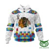 Nhl Chicago Blackhawks Puzzle 3D Hoodie With Custom Name And Number - Show Awareness