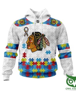 Nhl Chicago Blackhawks Puzzle 3D Hoodie With Custom Name And Number - Show Awareness