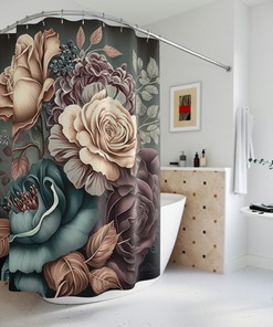 Niedlicher Aqua Rose Shower Curtain for a Cute and Chic Bathroom Decor
