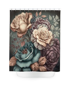 Niedlicher Aqua Rose Shower Curtain for a Cute and Chic Bathroom Decor