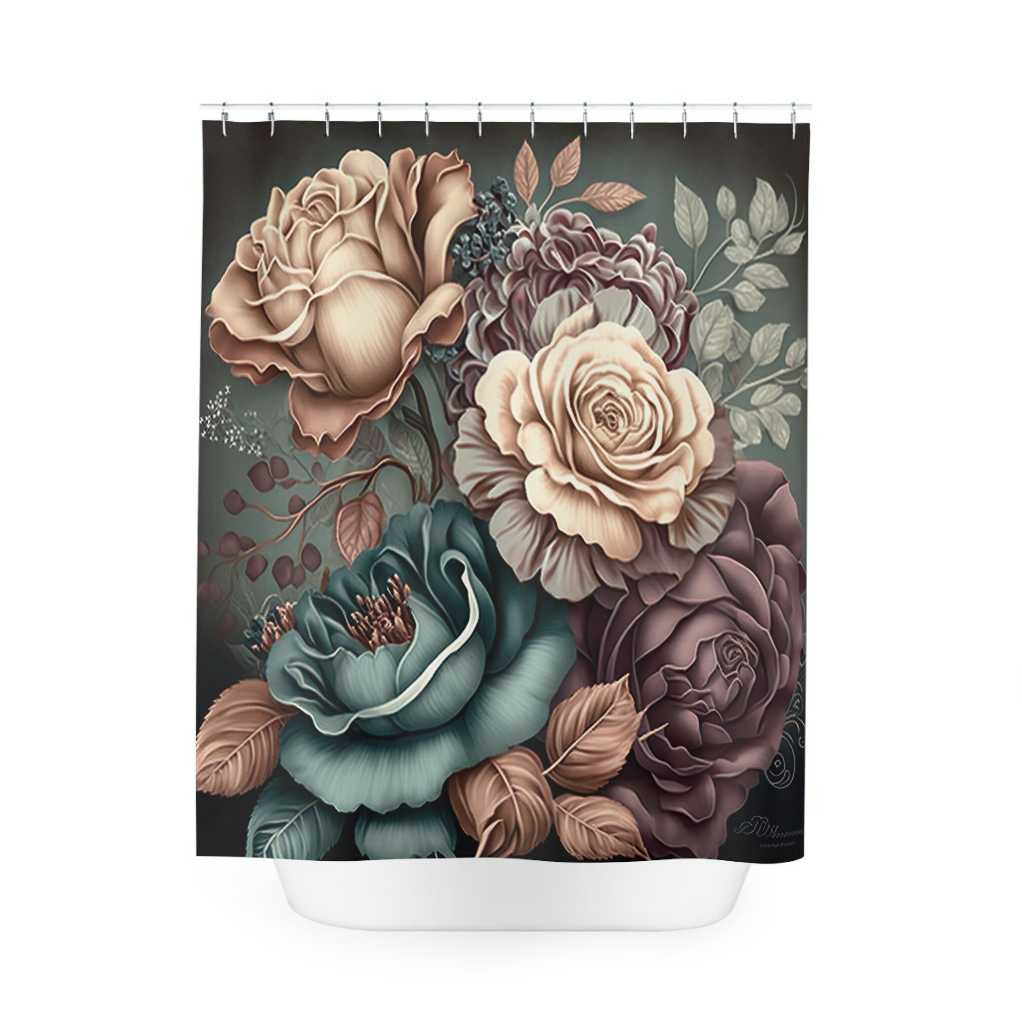 Niedlicher Aqua Rose Shower Curtain for a Cute and Chic Bathroom Decor