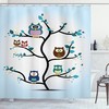 Night Animal Owl Love Print Colorful Shower Curtain For A Cozy Bathroom Atmosphere