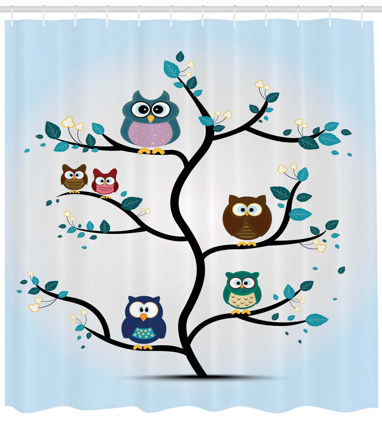 Night Animal Owl Love Print Colorful Shower Curtain For A Cozy Bathroom Atmosphere - Image 2