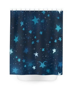 Night Blue Starry Shower Curtain - Elegant Bathroom Decor