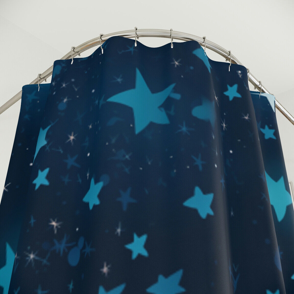 Night Blue Starry Shower Curtain - Elegant Bathroom Decor