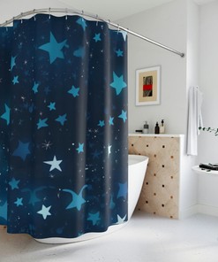 Night Blue Starry Shower Curtain - Elegant Bathroom Decor