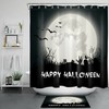 Night Cemetery With Zombie Full Moon And Bat For Happy Halloween Shower Curtain