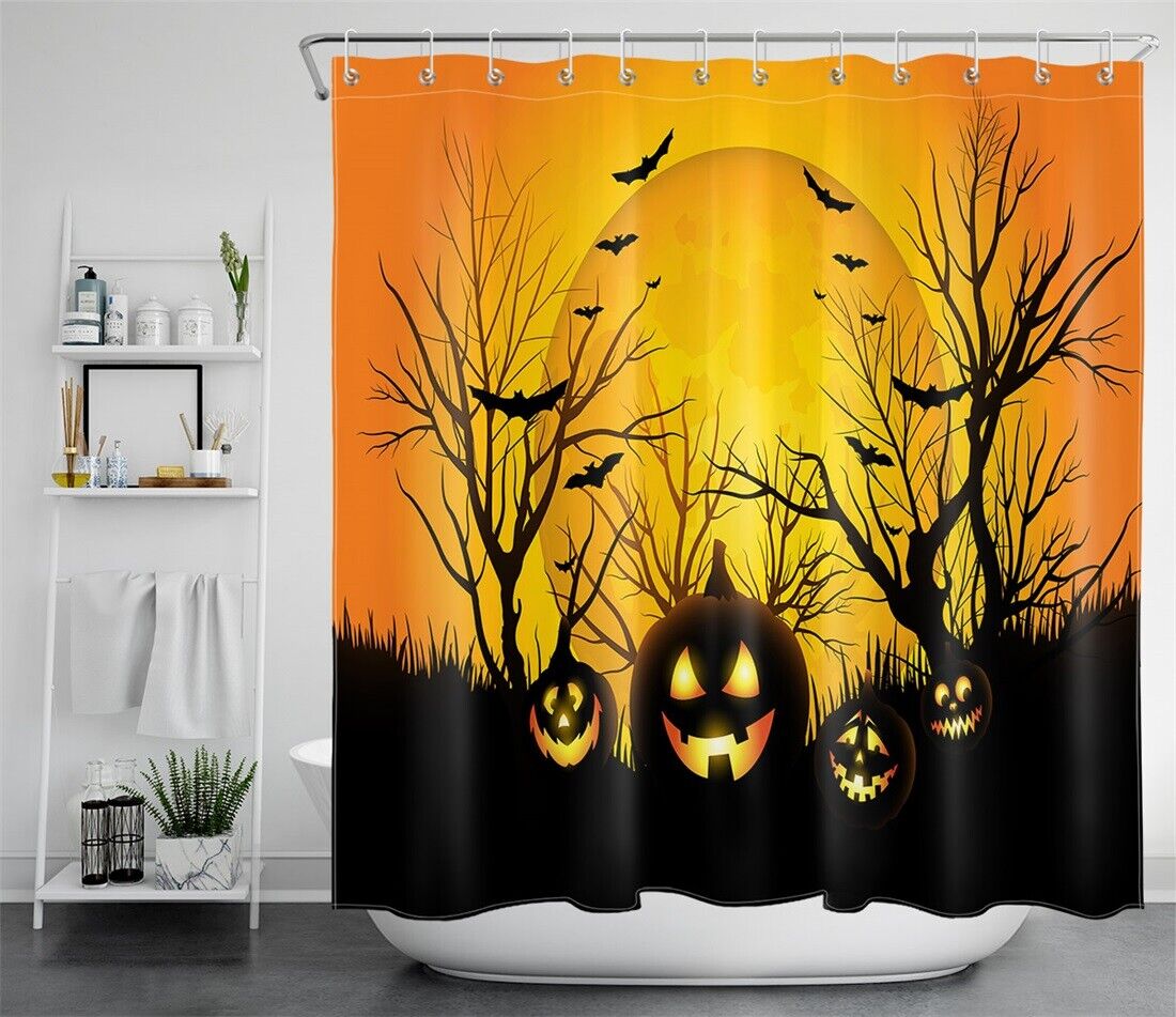 Night Funny Pumpkin Lanterns Halloween Shower Curtain - Whimsical Bathroom Decor