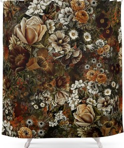 Night Garden Gold Bohemian Tropical Jungle Decor Shower Curtain by Rizapeker