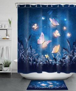 Night Sky Butterfly Shower Curtain - Fantasy Bathroom Decor