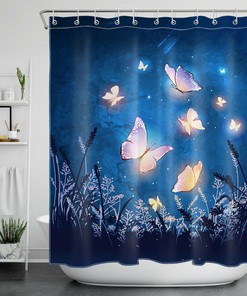 Night Sky Butterfly Shower Curtain - Fantasy Bathroom Decor