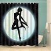 Night Sky Full Moon Design Waterproof Fabric Shower Curtain for Girls