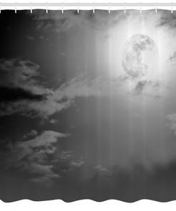 Night Sky Full Moon and Clouds Shower Curtain for a Mysterious Bathroom set