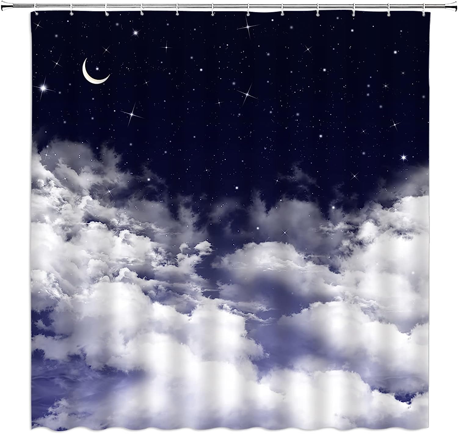Night Sky Moon Shower Curtain For Fantasy Bathroom Decor