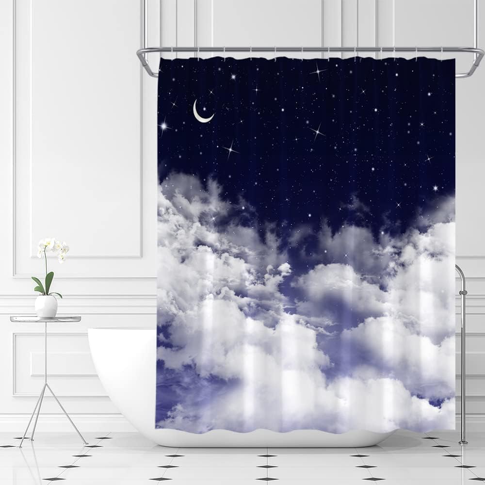 Night Sky Moon Shower Curtain For Fantasy Bathroom Decor - Image 2