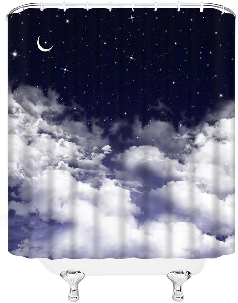 Night Sky Moon Shower Curtain For Fantasy Bathroom Decor - Image 3