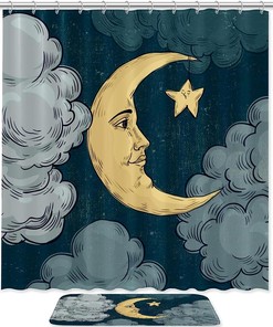 Night Sky Moon and Stars Shower Curtain: Transform Your Bathroom into a Dreamy Milky Way Adventure