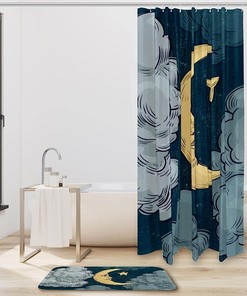 Night Sky Moon and Stars Shower Curtain: Transform Your Bathroom into a Dreamy Milky Way Adventure