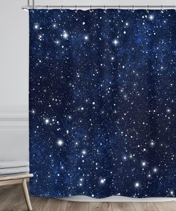 Night Sky Space Print Shower Curtain with Cosmic Starry Fantasy Galaxy and Universe for Bathroom Decor by Riyidecor