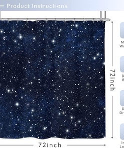 Night Sky Space Print Shower Curtain with Cosmic Starry Fantasy Galaxy and Universe for Bathroom Decor by Riyidecor