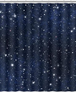 Night Sky Stars Shower Curtain Featuring Blue Starry Space And Galaxy Universe Pattern - Bathroom Home Decor
