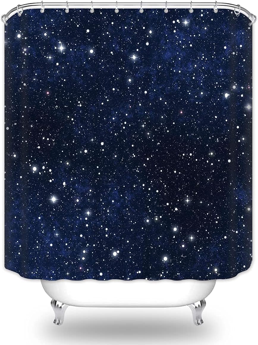 Night Sky Stars Shower Curtain Featuring Blue Starry Space And Galaxy Universe Pattern - Bathroom Home Decor - Image 2
