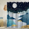 Night Sky Stars Shower Curtain with Starry Night Moon Landscape and Cool Art