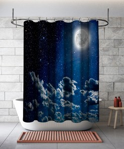 Night Sky View Stars and Moon Shower Curtain for a Magnificent Bathroom