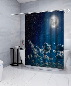 Night Sky View Stars and Moon Shower Curtain for a Magnificent Bathroom
