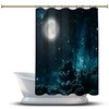 Night Sky with Moon and Clouds Sky View Printed Shower Curtain for a Calming and Serene Bathroom