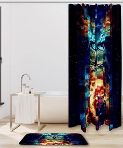 Night Space Pattern Waterproof Owl Shower Curtain for Bathroom Decor