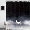 Night Starry Sky Shower Curtain With Moon Phase, Black Dark Navy Cloud Stars White Moon Sparkly Shiny