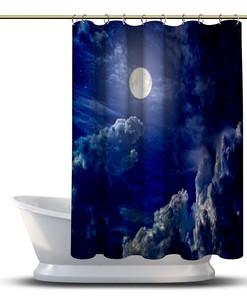 Nightscape Moon and Stars Shower Curtain - Waterproof Bathtub Bathroom Decoration