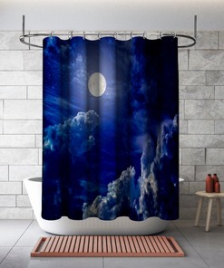 Nightscape Moon and Stars Shower Curtain - Waterproof Bathtub Bathroom Decoration