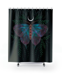 Nighttime Butterfly Shower Curtain - Dark Boho Design For Bathroom