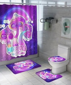 No-Slip Psychedelic Mushroom Waterproof Shower Curtain Lid