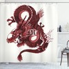 Noble Japanese Dragon Shower Curtain - Cloth Fabric Bathroom Decor In Pale Pink And Burgundy