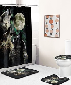 Non-Slip Bathroom Shower Curtain Wolf Moon Lid for a Stunning Bathroom Look