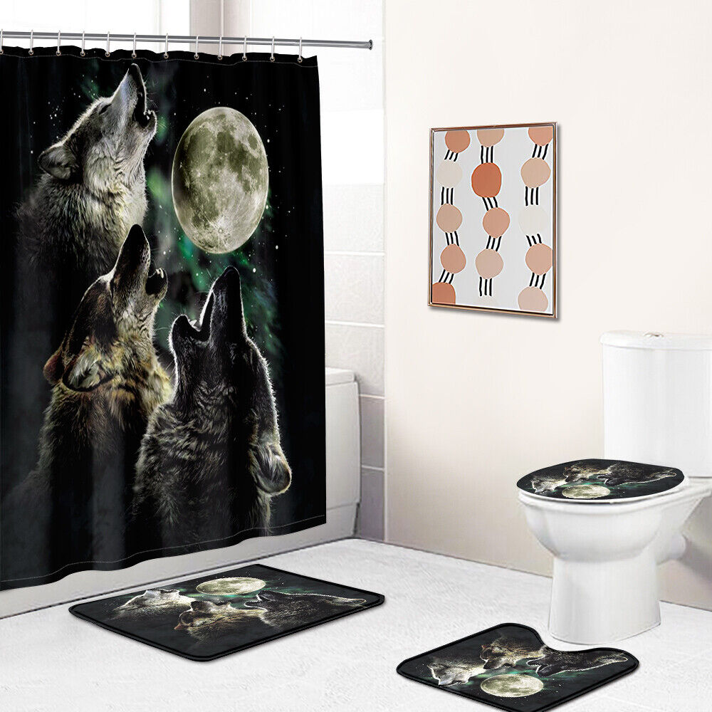 Non-Slip Bathroom Shower Curtain Wolf Moon Lid for a Stunning Bathroom Look