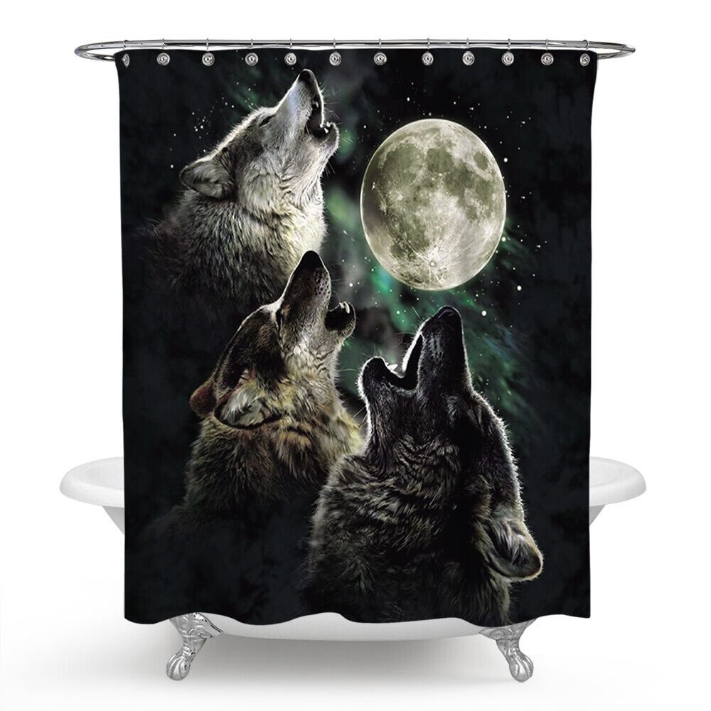 Non-Slip Bathroom Shower Curtain Wolf Moon Lid for a Stunning Bathroom Look