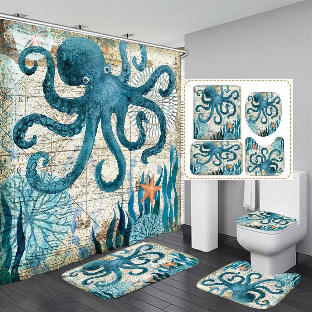 Non-Slip Ocean Bath Lid: Octopus, Starfish, and More