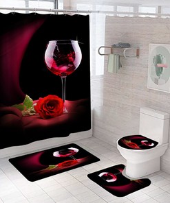Non-Slip Red Rose Shower Curtain Cover for a Safe and Elegant Shower Decor