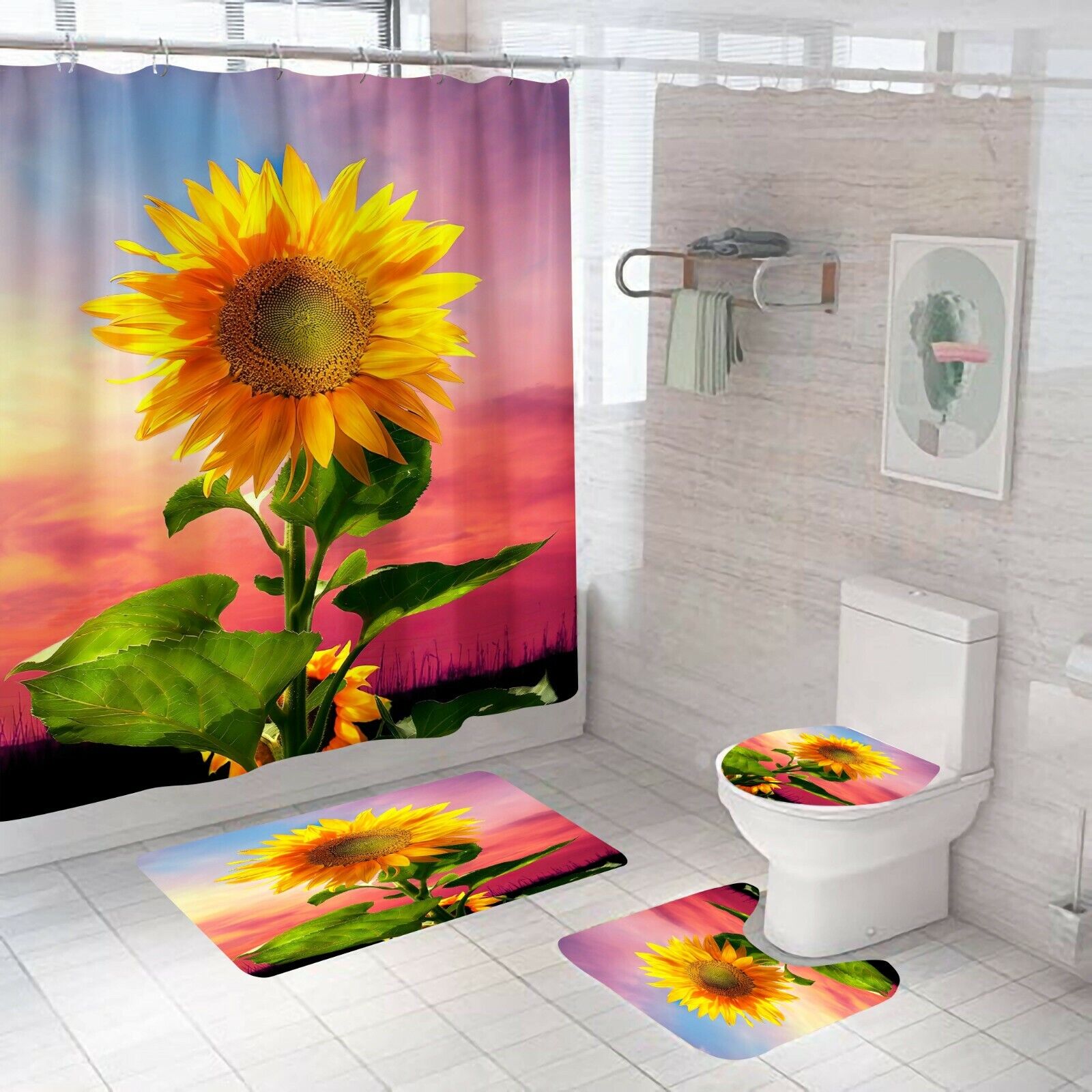 Non-Slip Sunflower Shower Curtain Cover for a Safe and Beautiful Shower Space