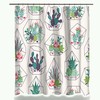 Nordic Cactus Shower Curtain, Minimalist Green Plant Bathroom Decor
