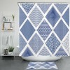 Nordic Chic Blue And White Geometric Boho Striped Shower Curtain For Bathroom Decoration.